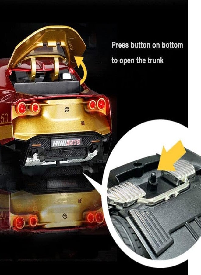 LONGMIRE Metal Pull Back Diecast Car Pull Back Car Model with Sound Light Boys Gifts Toys for Kids Pack of 1, Multicolor (Nissan GTR 50) - Image 5
